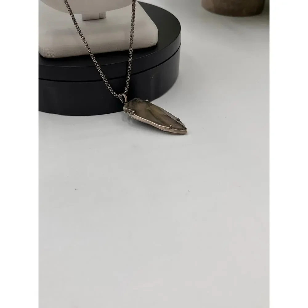 Kendra Scott Kimmy Gray Pearl Arrowhead Antique Silver‎ Pendant Necklace